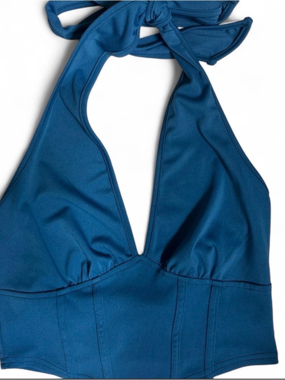 Deep Teal Halter Crop Top - Women